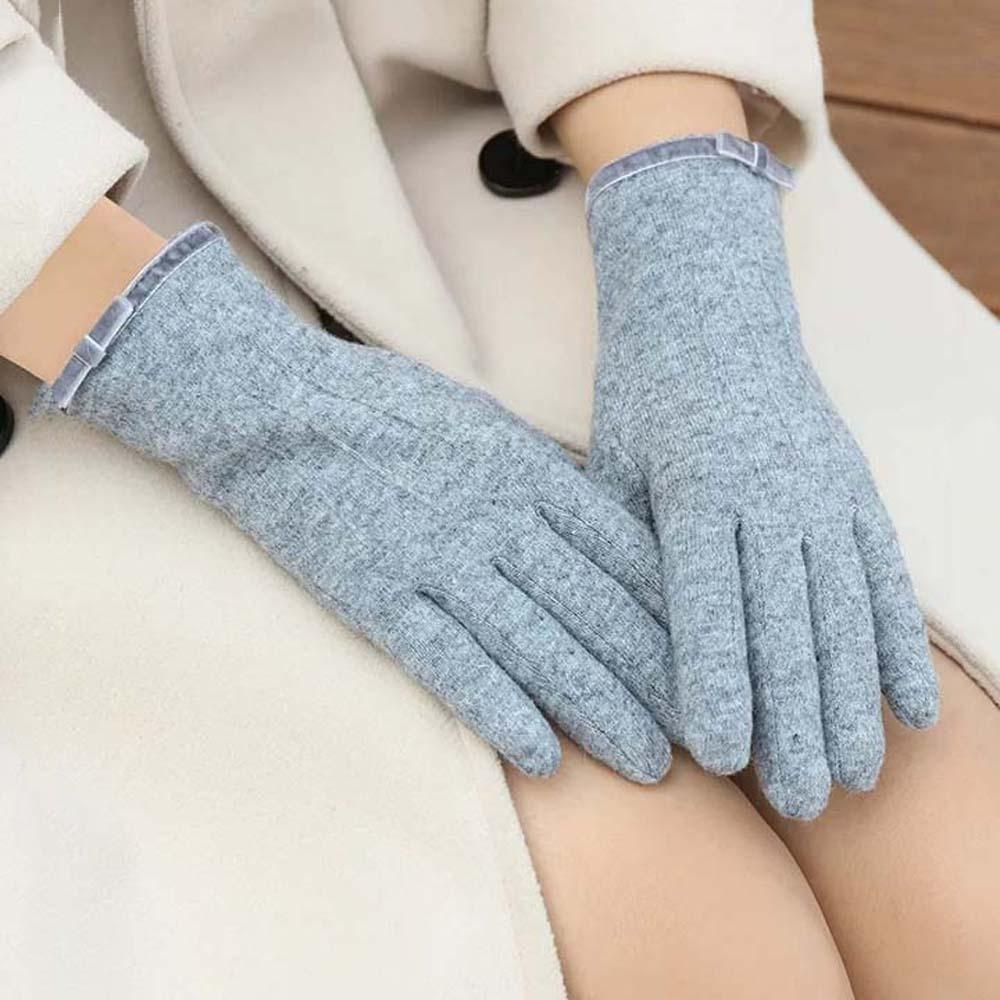 Soft Bow Anti-cold Mittens  Elasticity Finger Mittens Soft Thickened Gloves  Daily