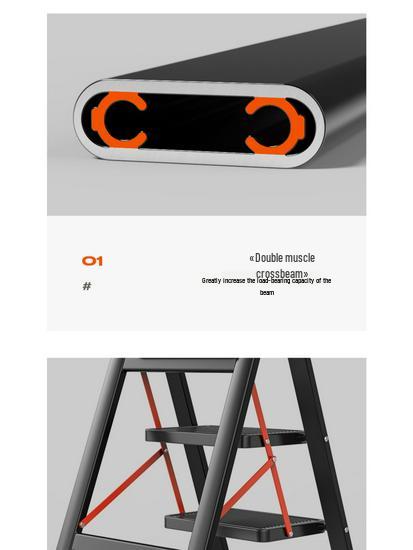 Telescopic Folding A-Frame Ladder: Indoor Multifunctional Step Stool with 3-4 Steps