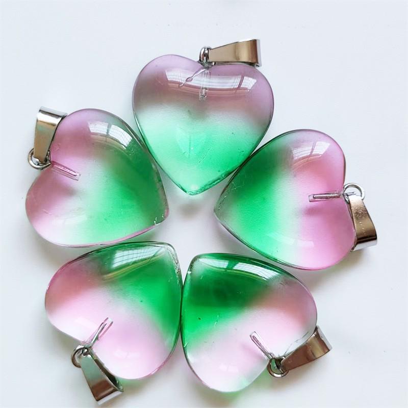 Heart-Shaped Natural Agate Pendant Necklace - 20mm Crystal Stone