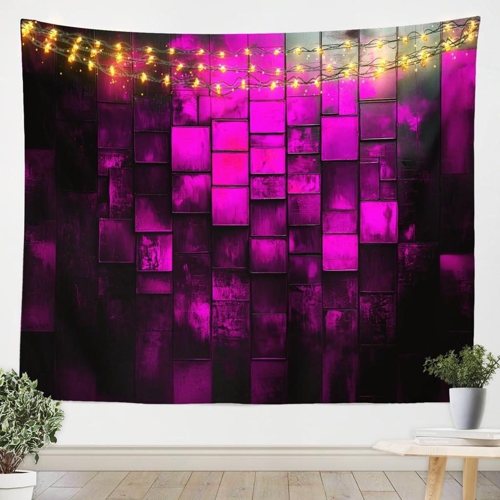 Purple Black White Tapestry Size Kids Abstract Geometric Wall Art for Boys Girls Teens Modern Minimalist Wall Hanging Blanket