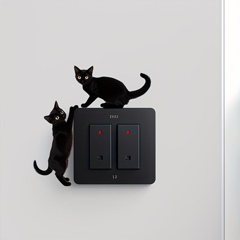 

1pc Exquisite 2 Black Cats Pattern Switch Sticker Bathroom Bedroom Living Room Decorative Wall Sticker - Removable Self-Adhesive Easy to Clean 1Pcs чорний