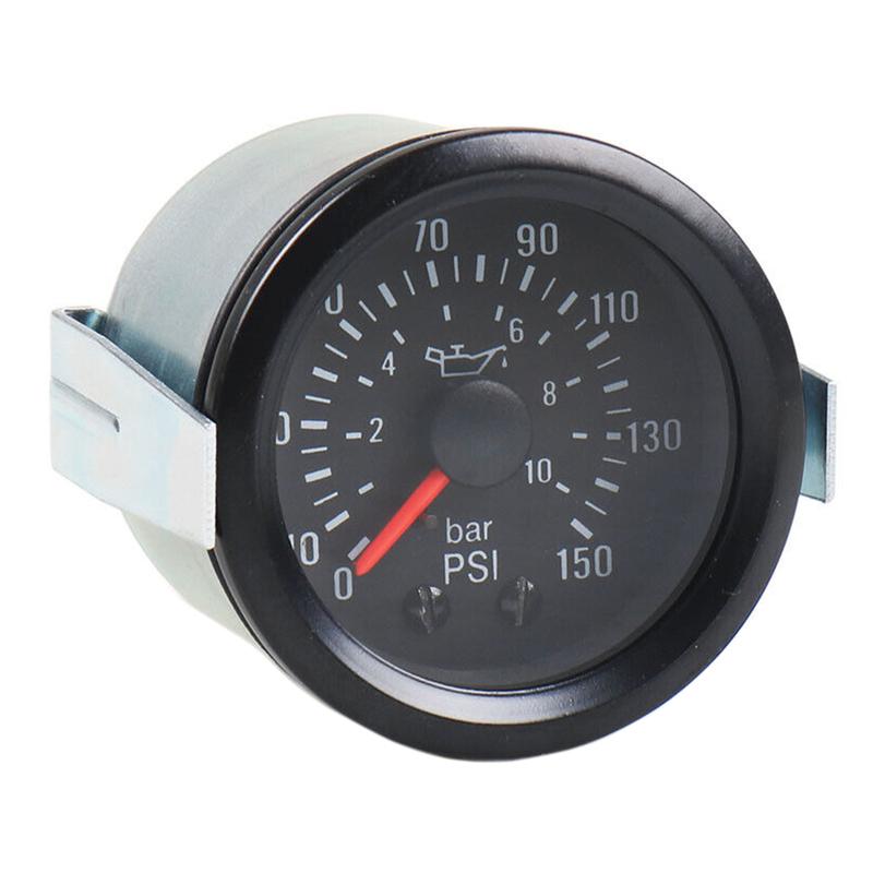 2   52mm Mechanical Pointer Car Oil Pressure Gauge Meter 0-10Bar/0-150Psi with Sensor 1/8NPT 12V