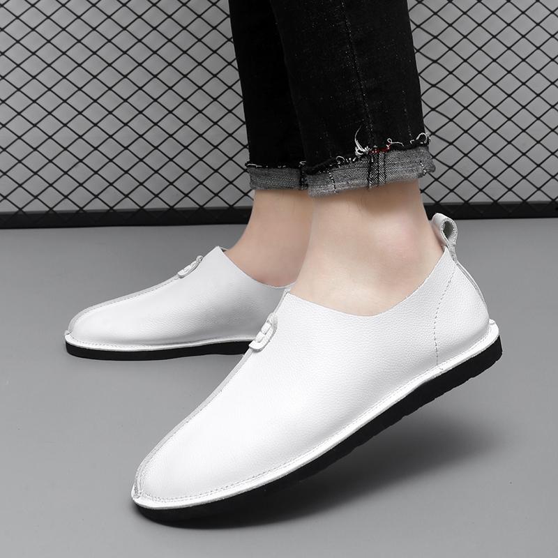 Fashion Business Lightweight Flats All-match Mens Slip on Shoes Men's Genuine Leather Loafers Casual Soft Non-Slip Dress Shoes for Men
