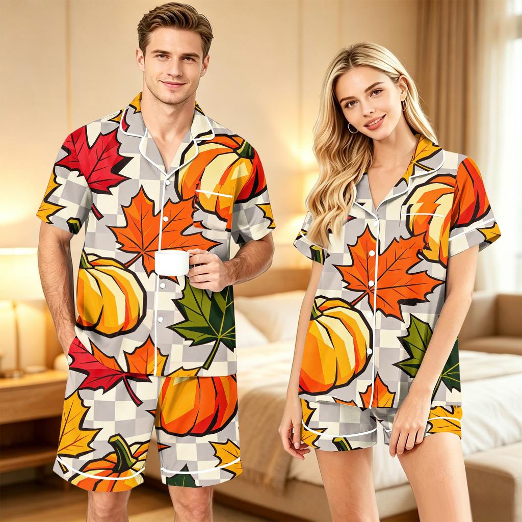 Halloween-Schlafanzug-Set für Paare, Bequeme bedruckte Nachtwäsche für Feiertags-Loungewear