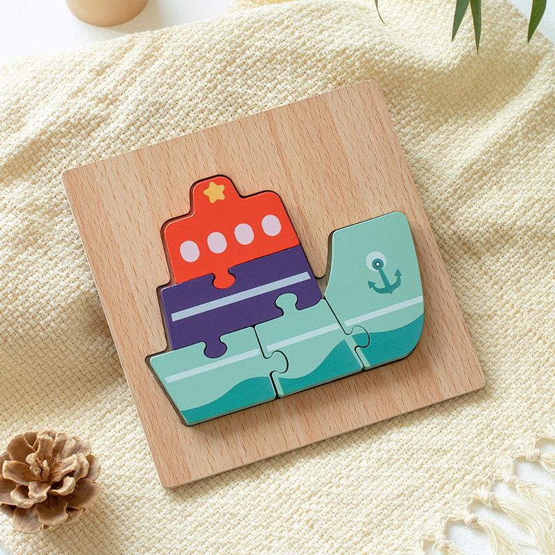 Non-Toxic Wooden Puzzle Montessori Animals Cartoon Colorful Learning Education Toys Tangram Jigzaw Cognitive Wood For Children Kids Gifts