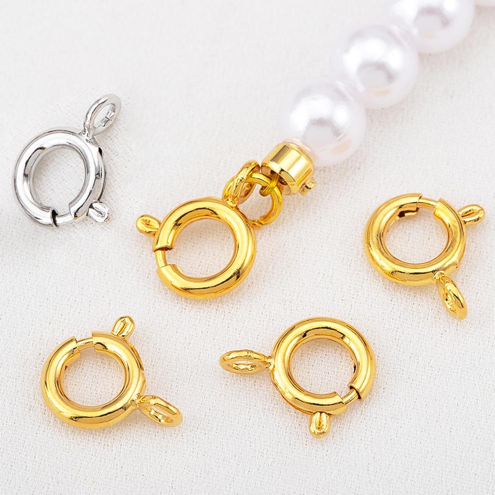 18K Gold Plated Brass Spring Ring Clasps Round Claw Clasps for Bracelet Necklace Jewelry Making Connnector DIY Accessories