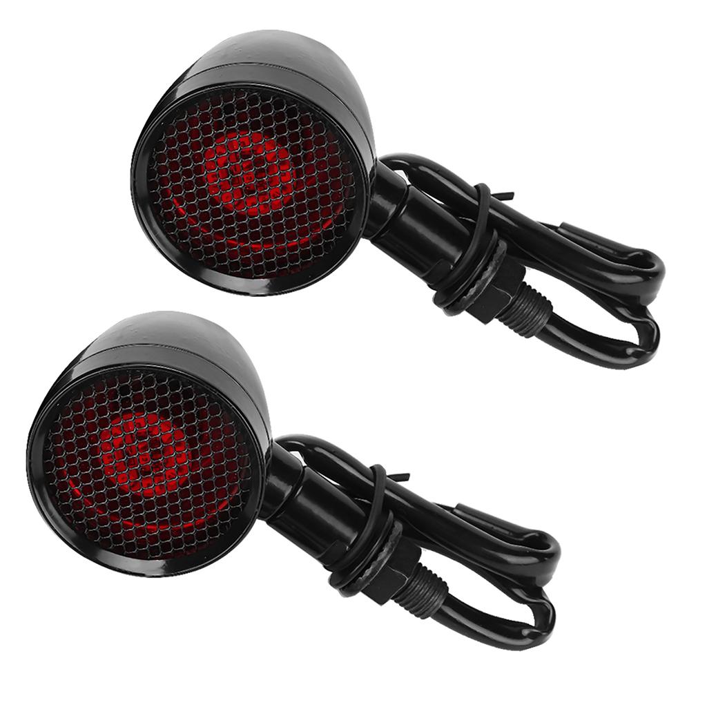 Motorcycle Retro Grid LED Turn Signal Brake Light Metal Blinker Flashes