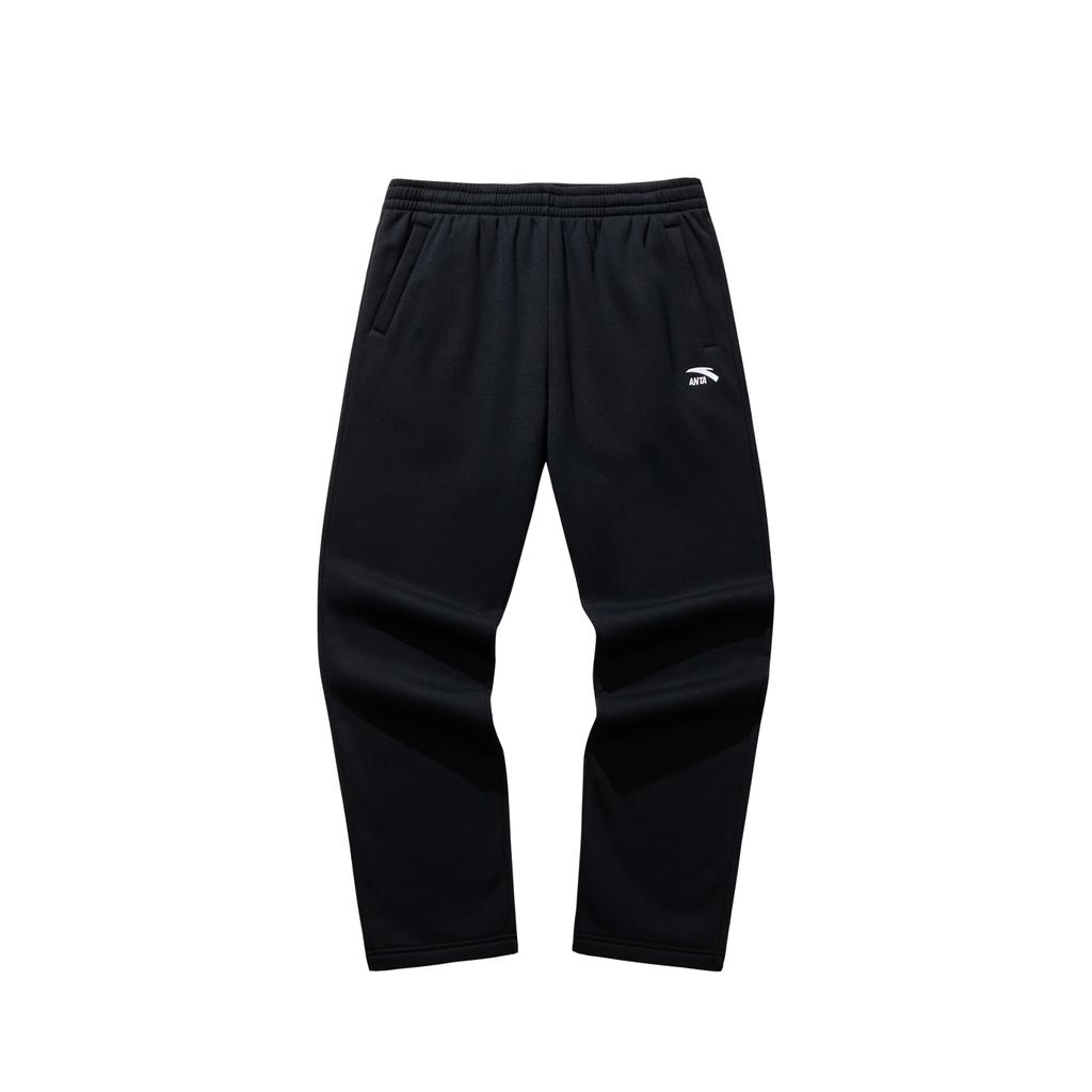 Anta Campus Fashion Versatile Casual Urban Commuting Thickened Fleece Training Long Pants Knitted Sports Pants Men Bottoms Basic-Black 952548310-1