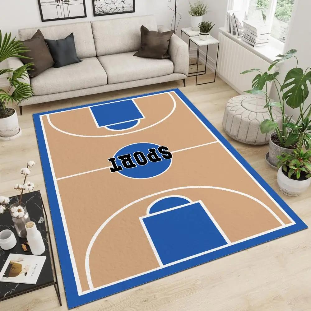 Children's Football Field Area Rug, Creative Football Field Pattern Carpet,Non-Slip Living Room Floor Mat Suitable for Game Room