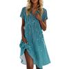 Women's Summer Casual Floral Printed Stand Collar Short Sleeve Dresses