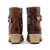 Johnature Handmade Genuine Leather Shoes Printing Contrast Retro Casual Comfort Women's Short Boots