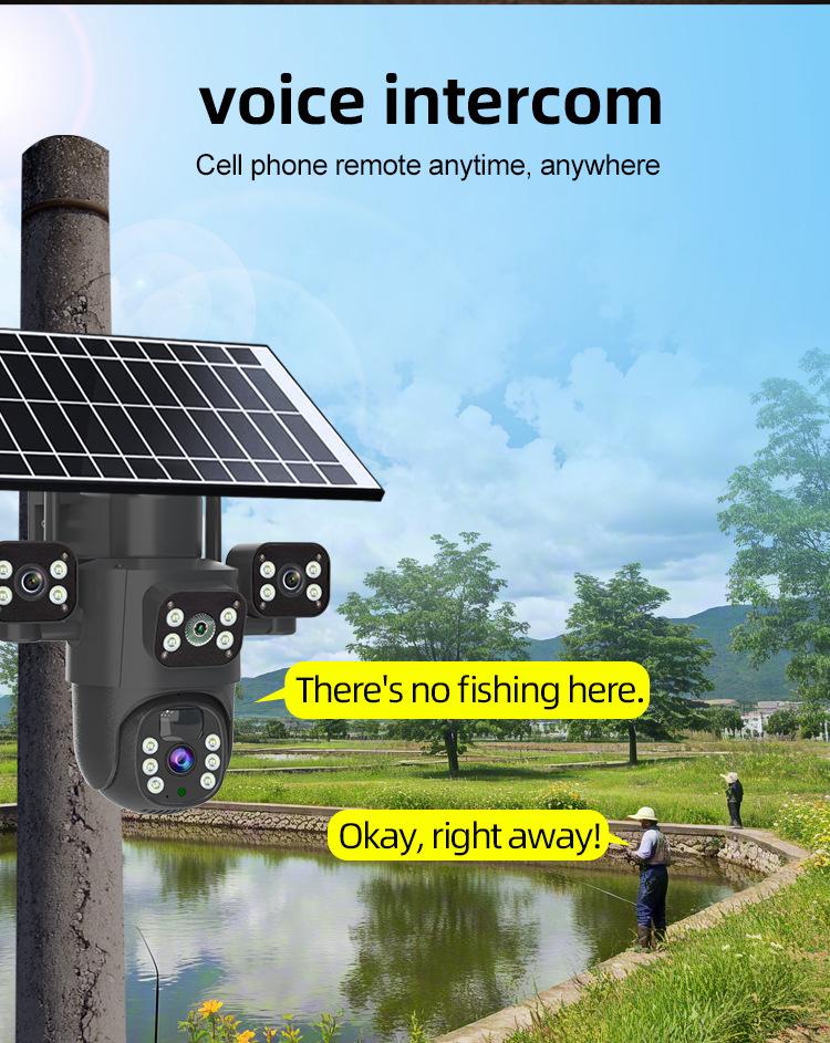 4G Solar-Powered Outdoor Wireless Camera, Ultra HD 6MP with Triple Lens