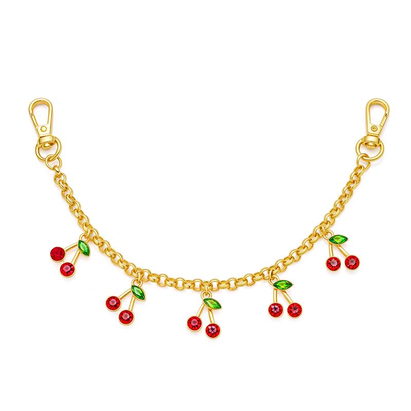 

Yogodlns DIY Zinc Alloy Bag Hanging Chain with Cherry Pendant Detachable Shoulder Bag Carrying Chain Handbag Extension Chain for Woman red cherry 26cm красный