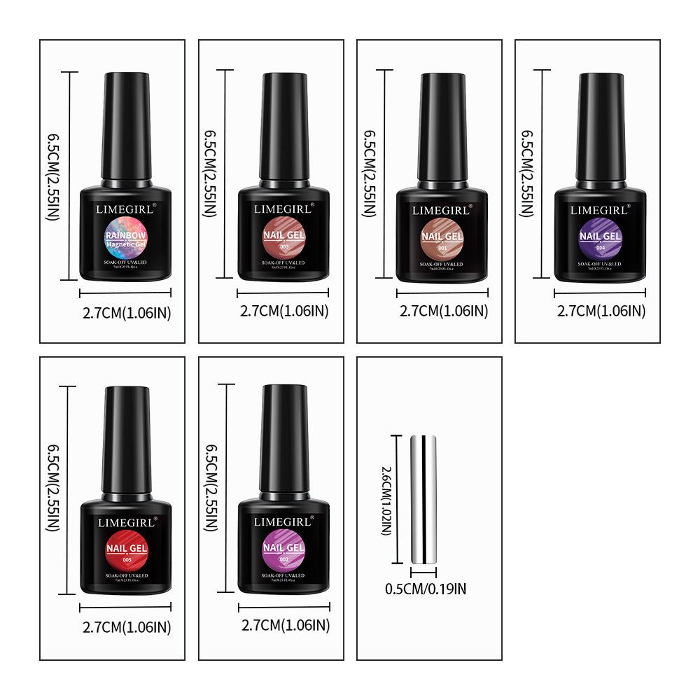 Icy Glitter Rainbow Cat Eye Gel Nail Polish Kit with Tools, Glassy Jelly Bottles Gel Set, 24 Colors Nail Art Set