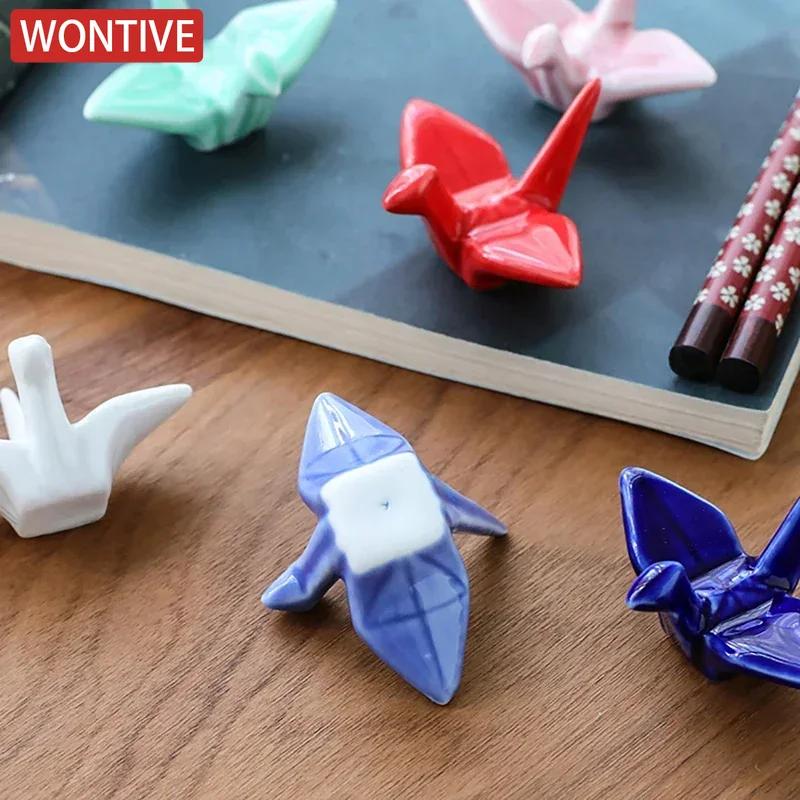 Keramikpapier-Kranich-Essstäbchenablage, Essstäbchen, Gabeln, Löffelhalter, Abendessenlöffelständer, Heimdekoration, Ornament, Einweihungsgeschenk