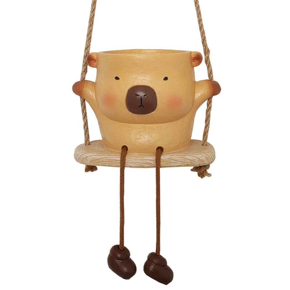 

Bohemian Swing Hanging Basket Resin Crafts Succulent Pot Creative Animal Planter Landscaping Decor Capybara
