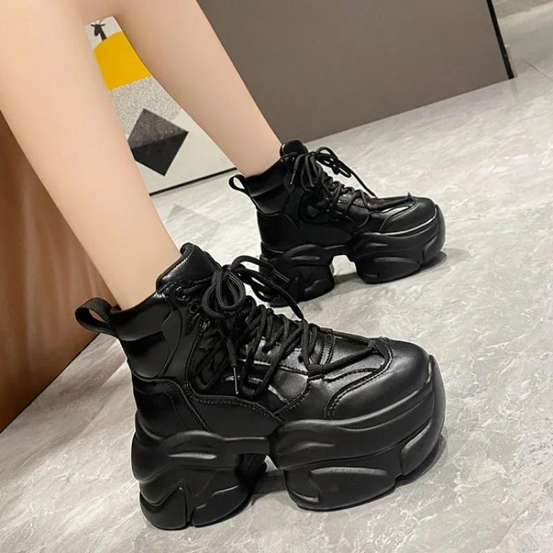 Fashion Platform Sneakers Women 2025 Breathable Mesh Shoes Women Wedges Heels Casual Shoes Thick Sole Autumn Winter Sports Sneakers