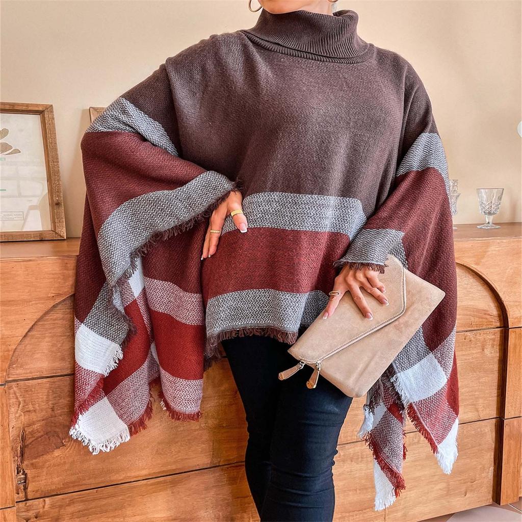 Women's Fashion Temperament Casual Light Luxury Plaid Fringe Sweater Coat