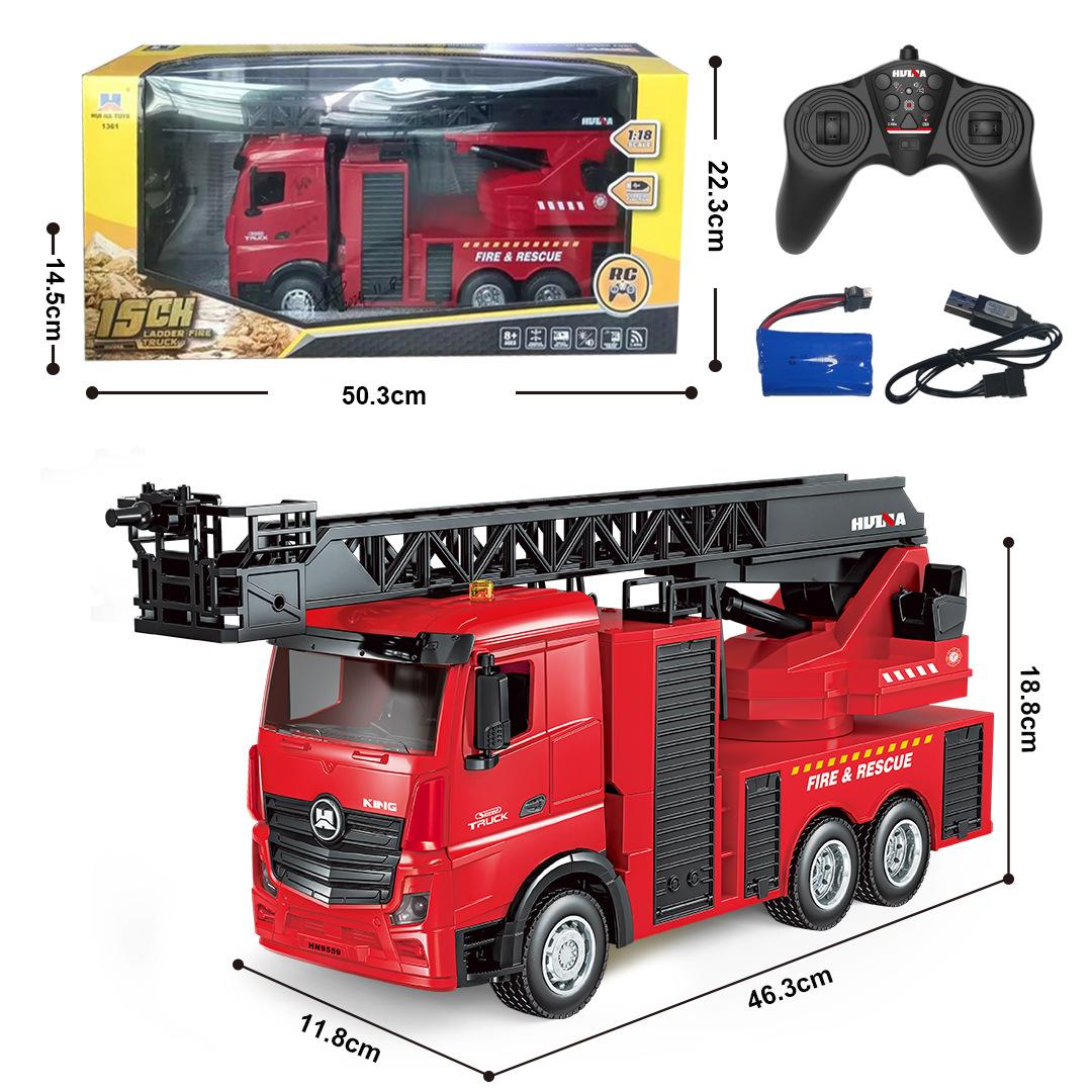 

Huina 1361 Большая пожарная машина с дистанционным управлением 9 каналов 1/24 масштаб пожарная спасательная машина с имитацией лестницы машина распыление воды игрушки подарок красный