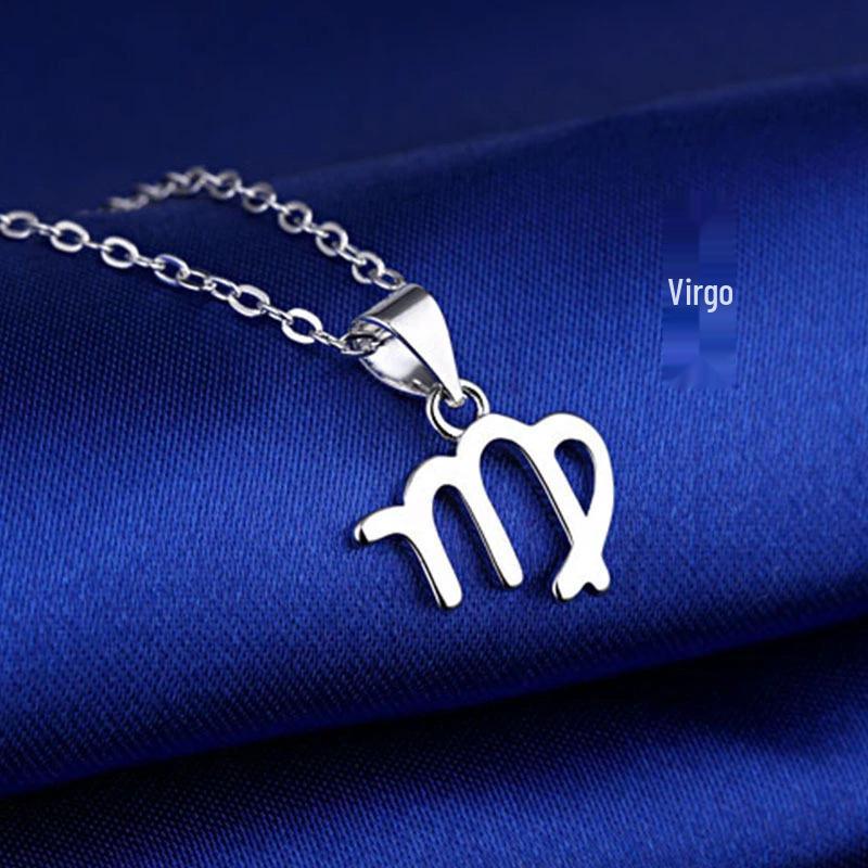 Korean Style Glossy Constellation Pendant Necklace for Women - Simple and Fashionable Clavicle Chain Jewelry.