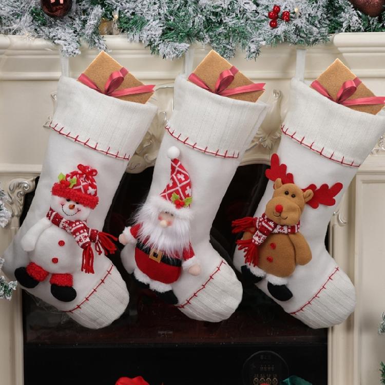 Christmas Stocking for Fireplaces Decoration Stylish Hanging Gifts Bag Santa/Snowman/Elk/Penguins Party Supplies