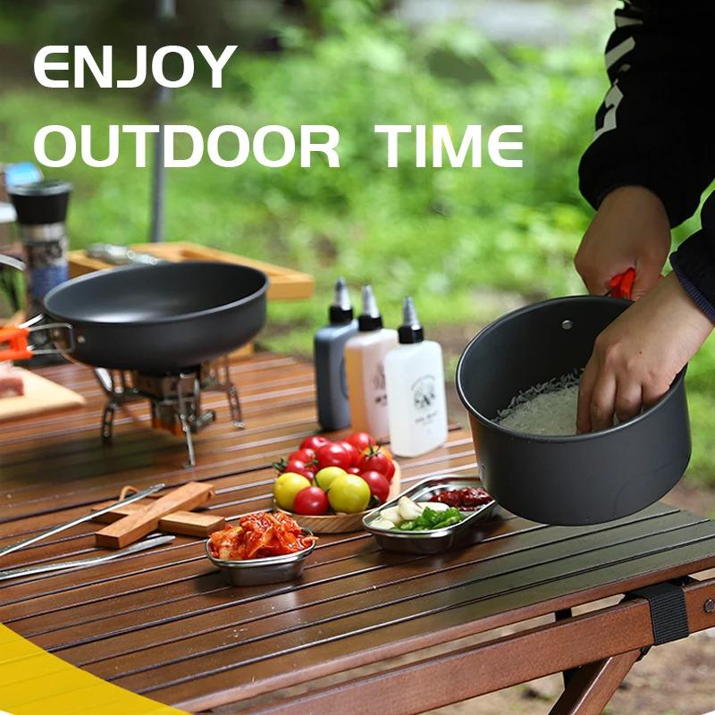 Outdoor Camping Suitable For 2-3 People With Pot, Teapot Combination, Portable Camping Equipment, Aluminum Pot, Cooking Utensils