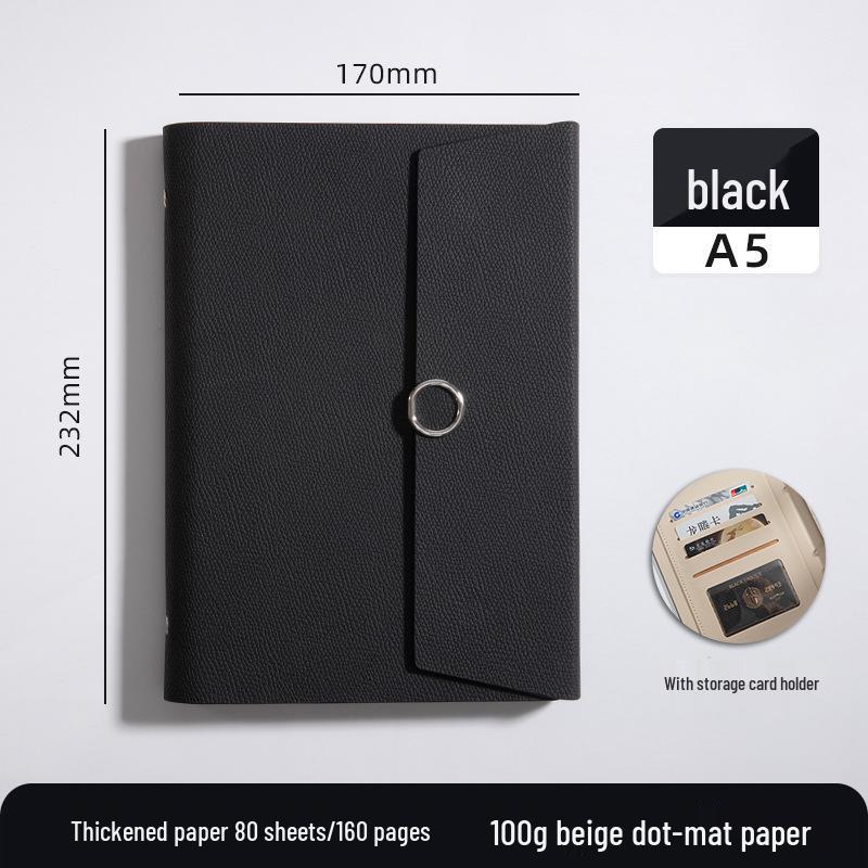 A5 Three-fold Loose-leaf Notebook with Card Slot and Receipt Holder for Office Meetings