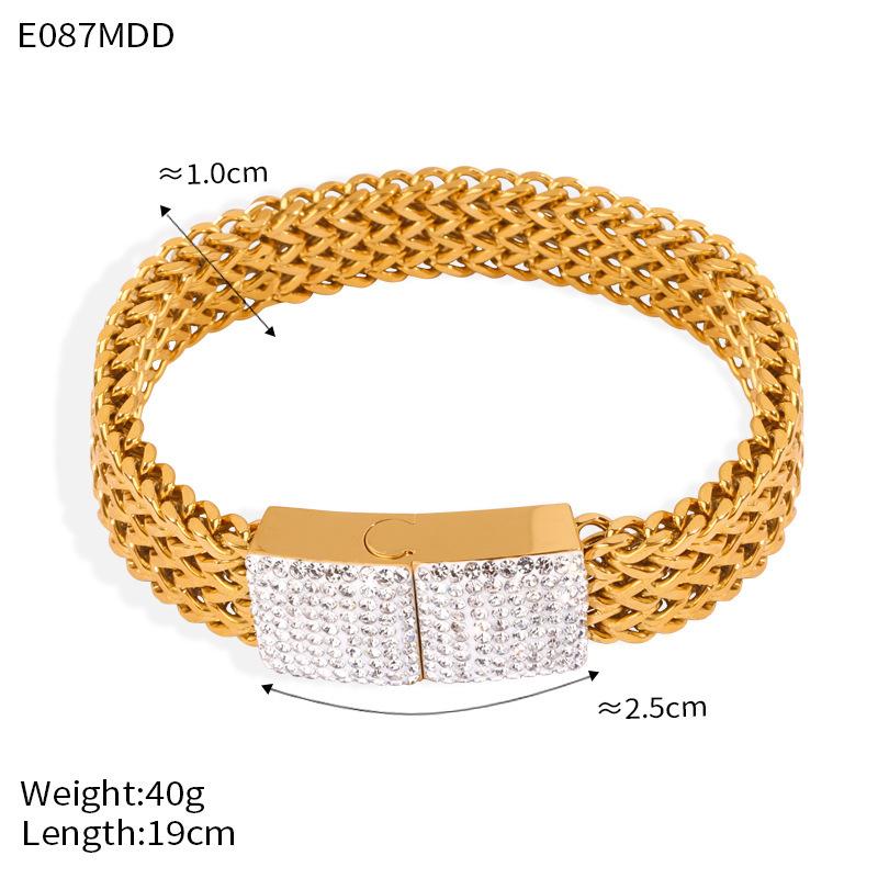 

Холодний вітер Багатошаровий плетений ланцюжок, Персоналізована біжутерія з ромбоподібним дизайном бренду, Браслет з титанової сталі з 18-каратним золотим покриттям