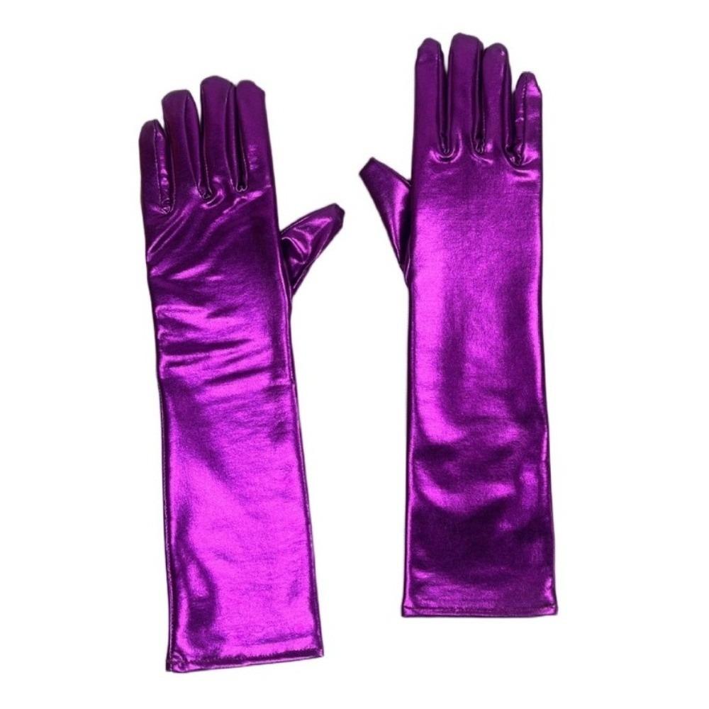 Shiny Long Gloves Elastic Women Mittens Cool Patent Leather Gloves  Party