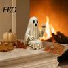 Wine Glass Holding Ghost Figure Halloween Skeleton Figurine, Spooky Drunk Resin Sculpture, Gothic Desk Small Desktop Decoration Decor for