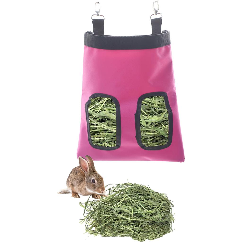 2 Holes Hanging Hay Bag for Bunny Guinea Pigs Small Animal Feeder Rabbit Food Dispensers Bag Cage Accessories Pet Feeding Bag