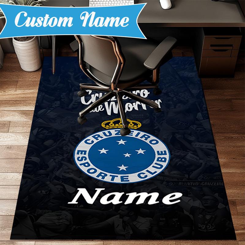 Custom Name Cruzeiro FC Pride Rug Game Carpet, Floor Mat for Bedroom Living Room Entryway Rug, Home Decor Idea Gift for Christmas birthday