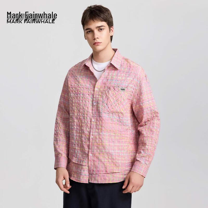 Mark Fairwhale Men's Retro Plaid Loose Fit Shirt Jacket