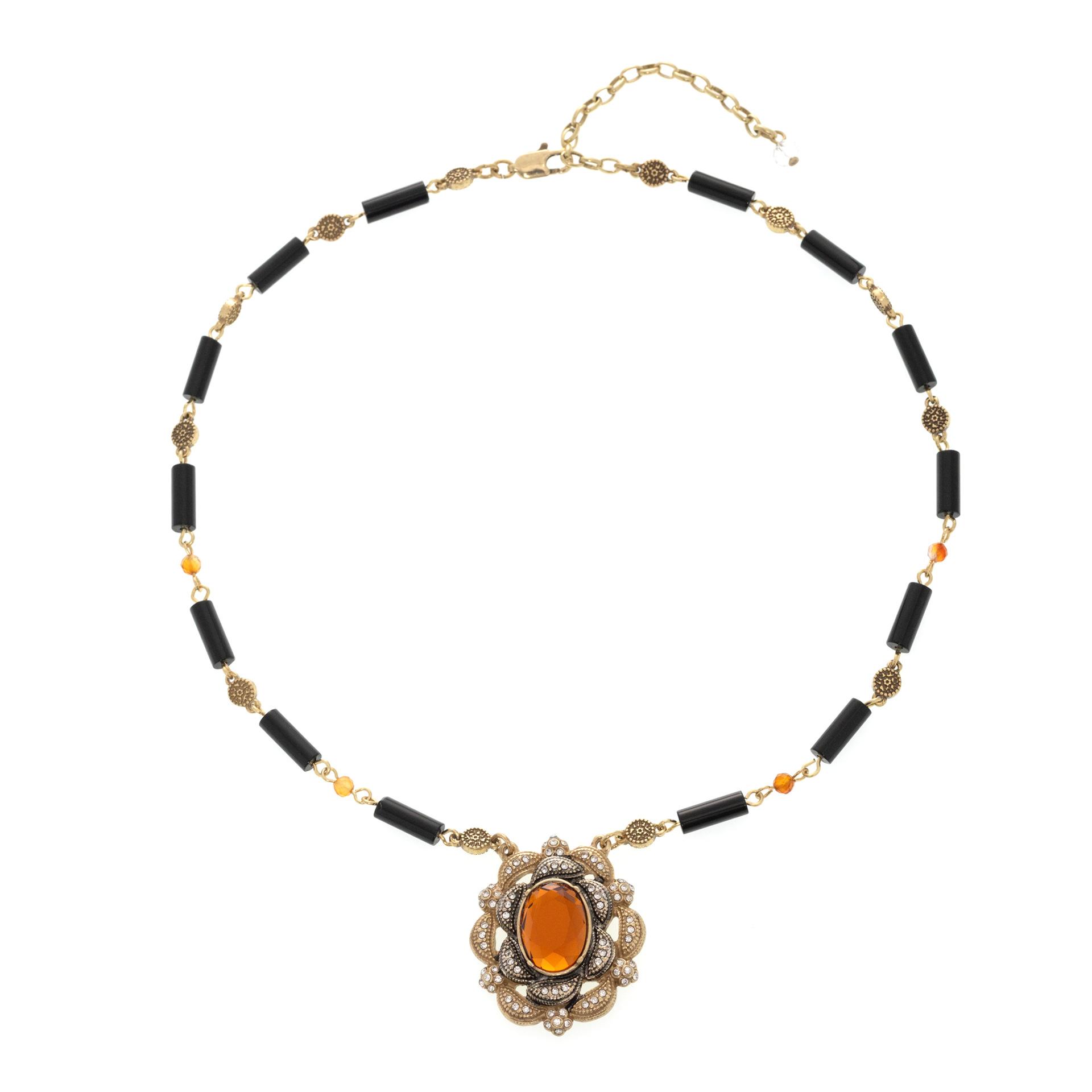 

Vintage Maillard Beaded Necklace Premium Sense Niche Design Orange Copper Alloy Women S Clavicle Chain Premium Sense Neck Chain