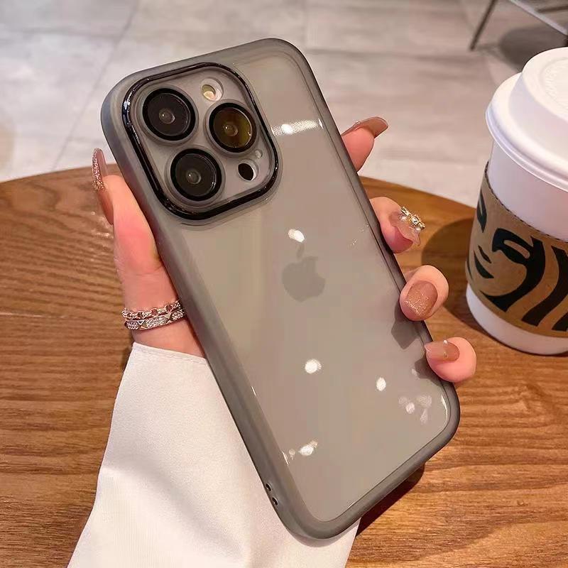 

Подходит для iPhone 16 с защитной пленкой для объектива, мягкий чехол для мобильного телефона, Apple 15, ощущение премиум-класса, 14pro, прозрачный защитный чехол iPhone16 чёрный