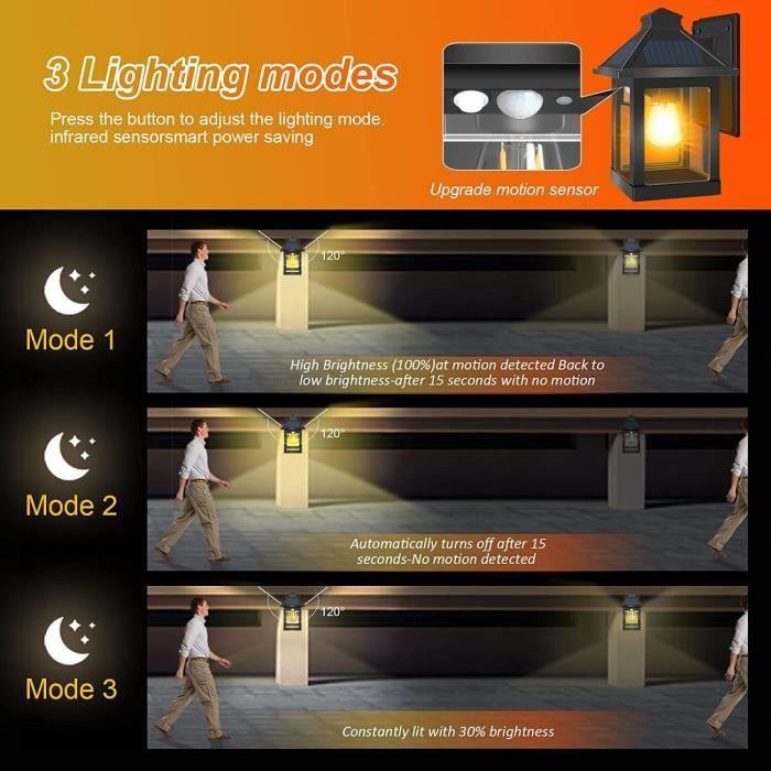 Projecteur Solaire Exterieur - COLBOR - Lampadaire Vintage - Détecteur de Mouvement - IP65 - 3 Modes