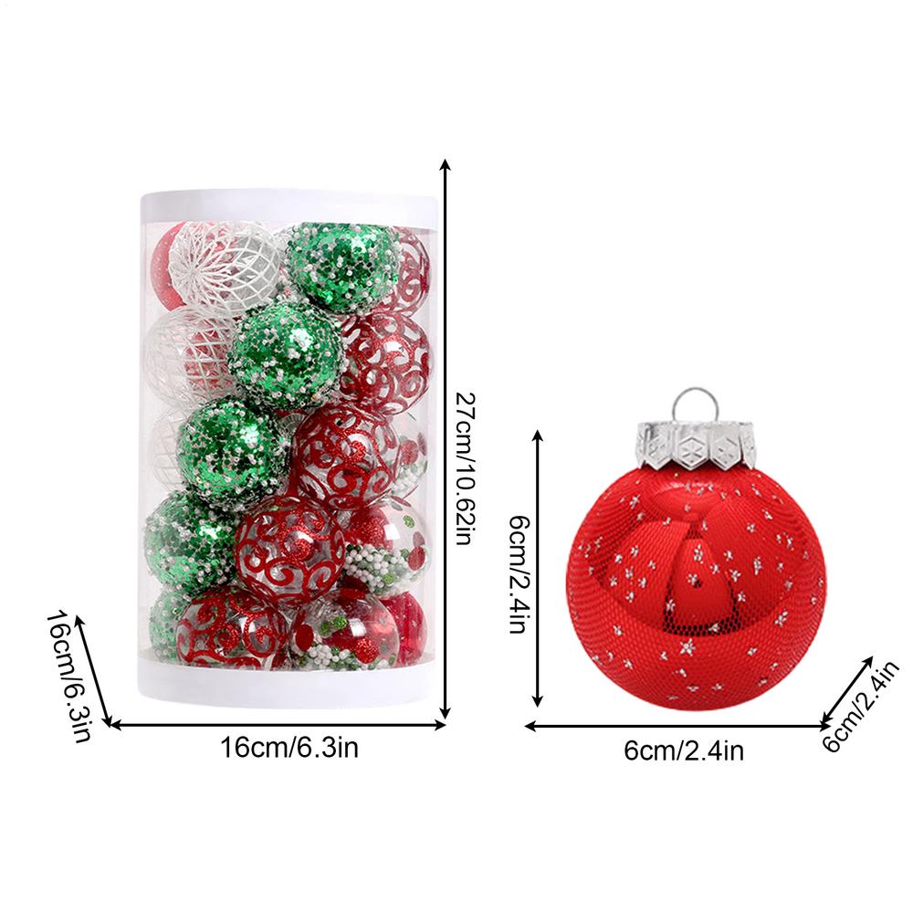 Christmas Balls 2.4 Inch Baubles Pendants 25 Piece Kit Shatterproof Christmas Ornaments Set For Tree Wedding Engagement Holiday