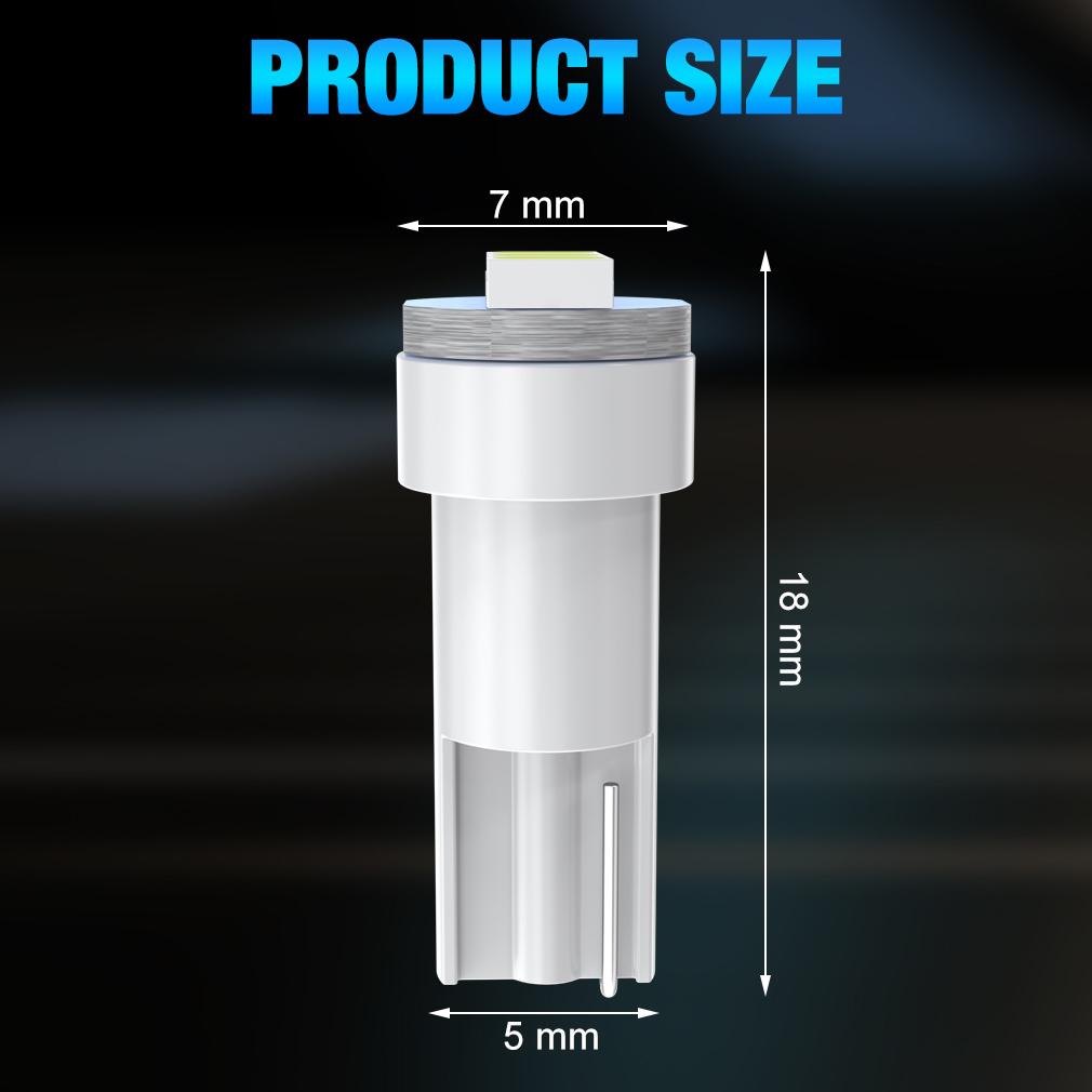 10Pcs T5 Led Bulbs W3W W1.2W Led Canbus Car Interior Lights Dashboard Gauge Warning Indicator Wedge Auto Instrument Cluster Lamp 12V