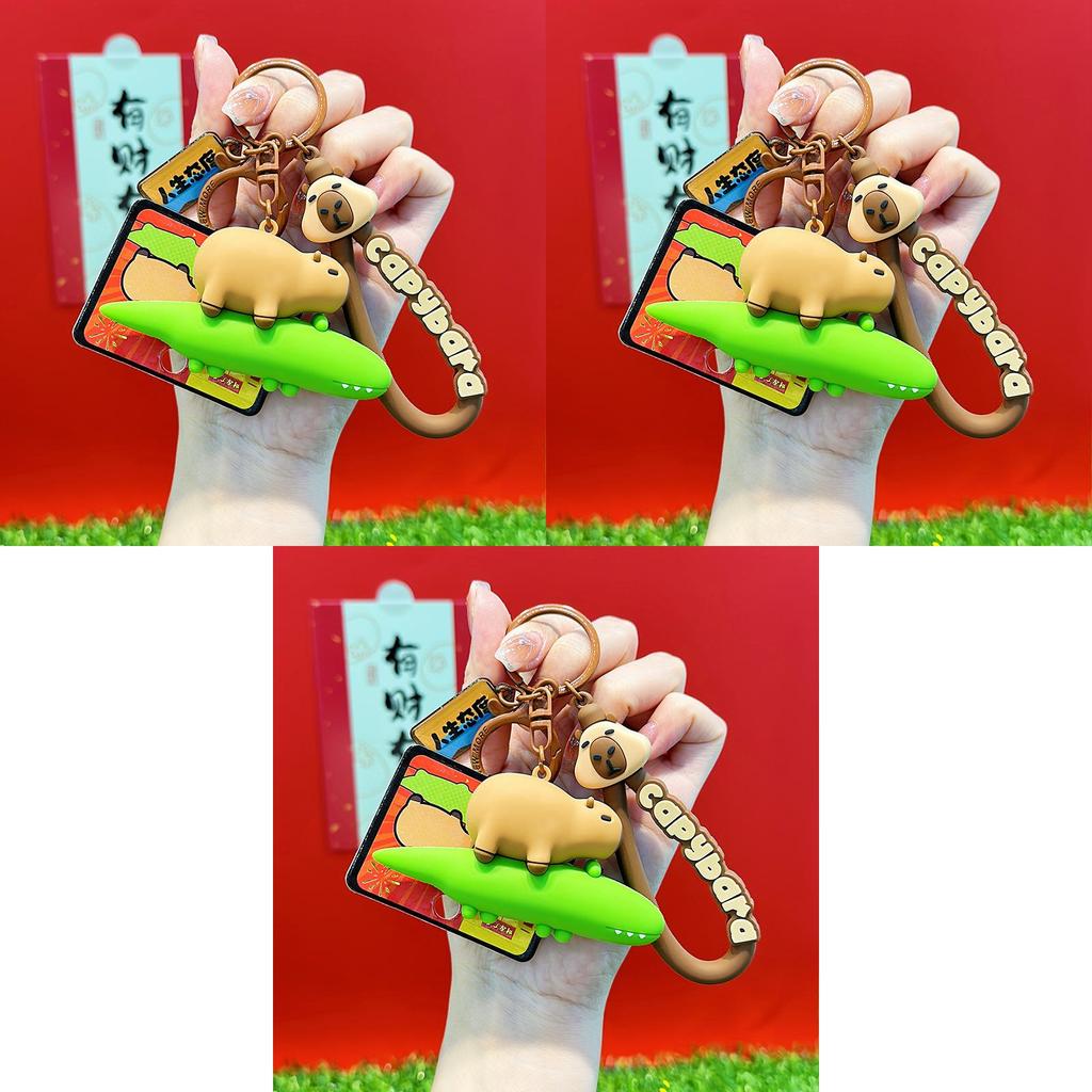 Playful Capybara Animal Party Keychain Cute Cartoon Silicone Accessory For Keys
