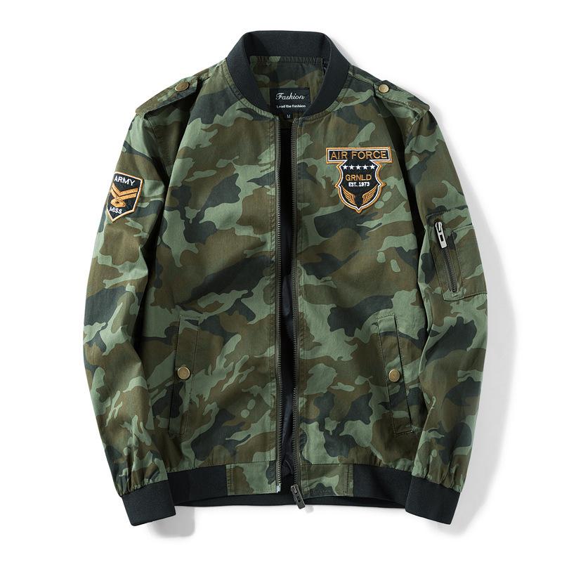 

Spring and Autumn New Youth Men s Thin Camouflage Jacket Military Clothing Cotton Loose Jacket Men s Casual Jacket XXXL зелений