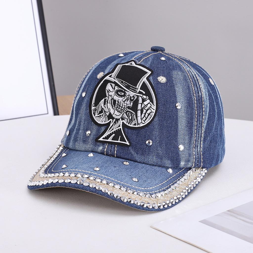 Fashion new handmade rhinestone baseball cap women's European and American fashion diamond-encrusted denim sunshade cap