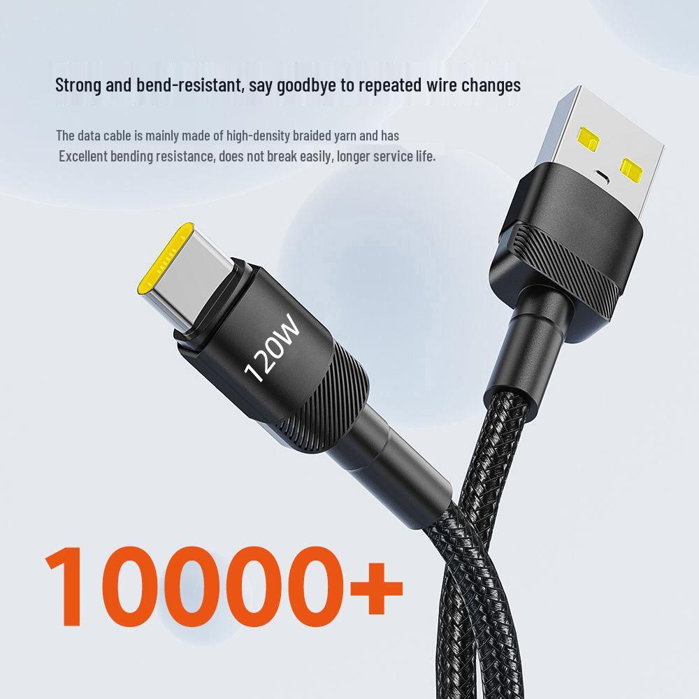 120W Super Flash Type-C Charging Cable for Apple, Huawei, Vivo, and Oppo Devices
