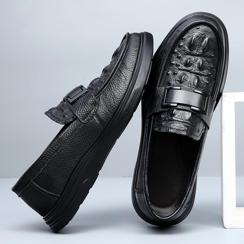 

Мужские новые кожаные дышащие туфли Doudou на одной педали, деловые повседневные кожаные туфли 44
