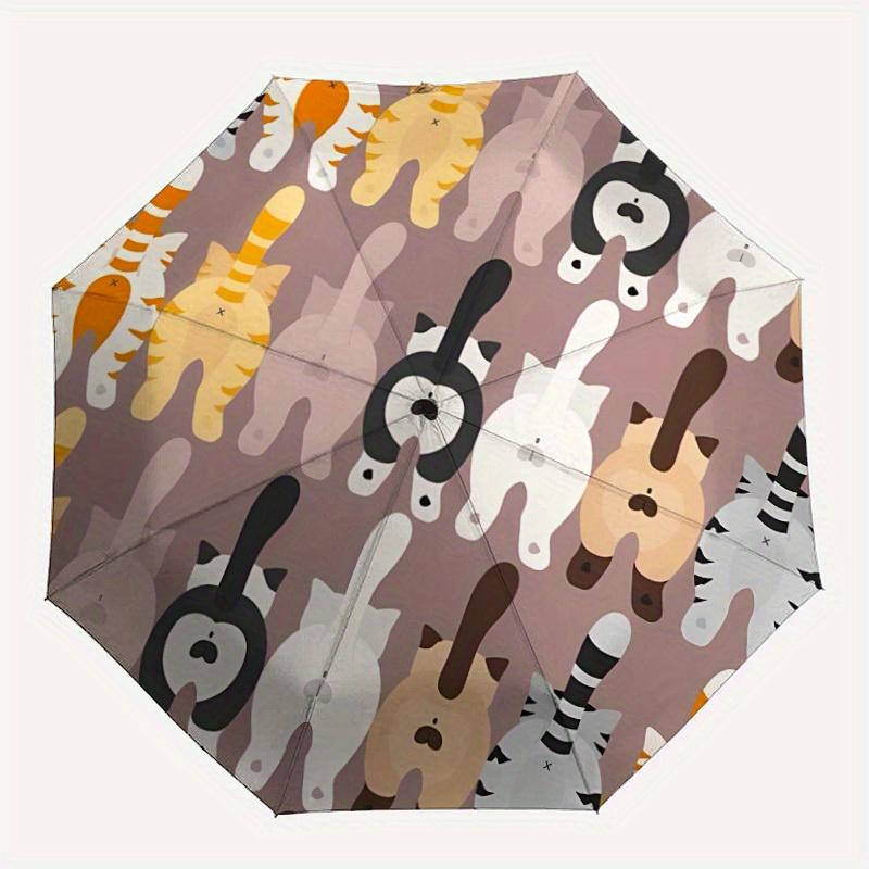 

1pc Cat Butt Pattern Automatic Open/Close Umbrella, Umbrella with cartoon Design, Portable Compact Umbrella for Men & Women, Good Holiday Gi