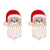 Santa Dangle Earrings for Christmas Outfits, Gold Tone Holiday Statement Pair with Bright Finish for Festive Gatherings