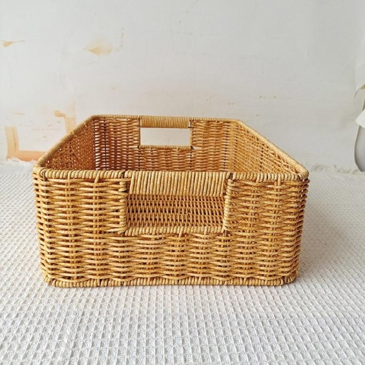 Rectangular Woven Organizers Baskets Practical Rattan Organizers Rectangular Storage Baskets for Kitchen and Home