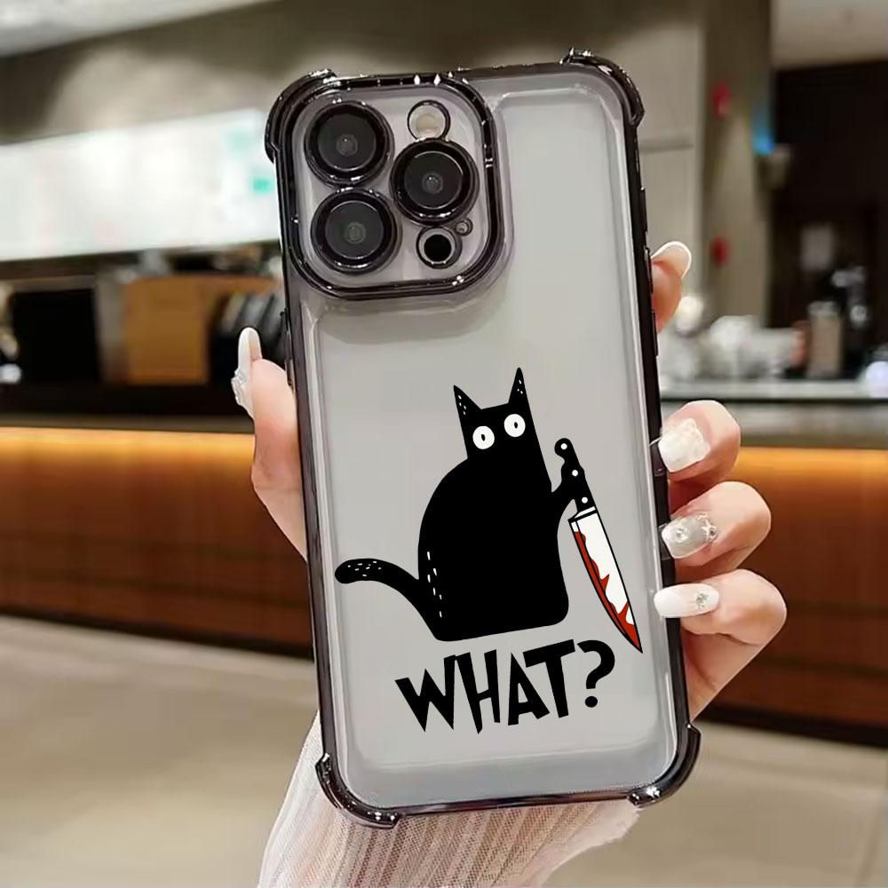 

Terrifying and Cute Black Cat Knife Phone Case For Xiaomi 15T 14T 13 Pro 15 F8 Ultra Poco X7 F7 Pro 5G X3 X5 X6 F5 M7 Soft Cover Xiaomi 13