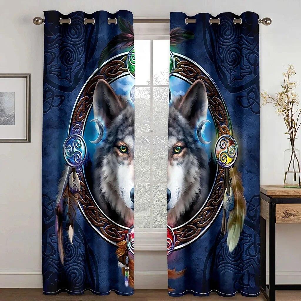 Boho Animal Wolf Dreamcatcher High Shading Curtains For Living Room Bedroom Window Drape Decor Multiple Colour Blackout Curtain