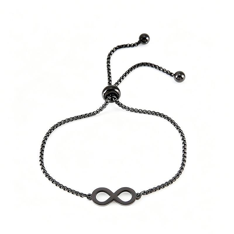 European & American Simple Infinity Symbol Stainless Steel Bracelet with Pearl Chain & Lucky Number 8.