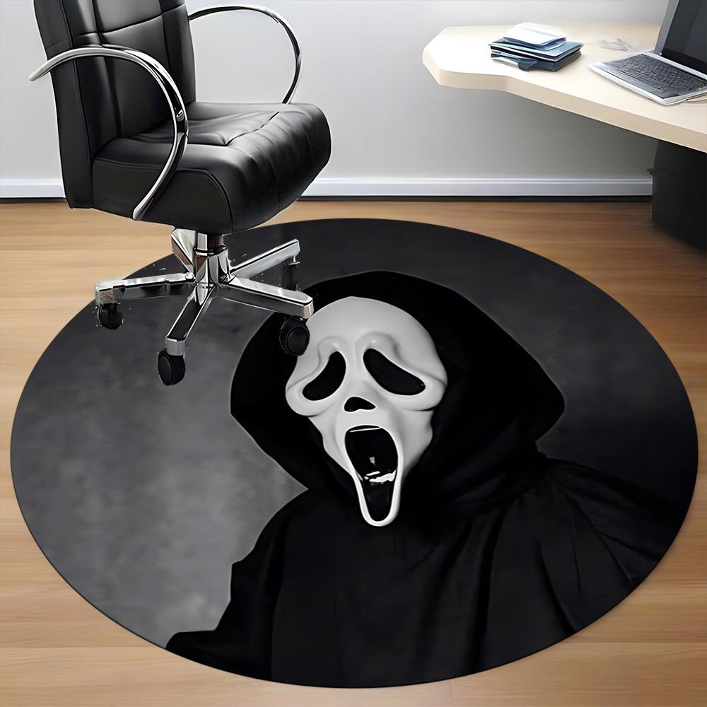 1pc Scream Mask Chair Carpet for Office Non Slip, Machine Washable Rug for Office, Room Holiday Decor for Christmas, Birthday Polyester